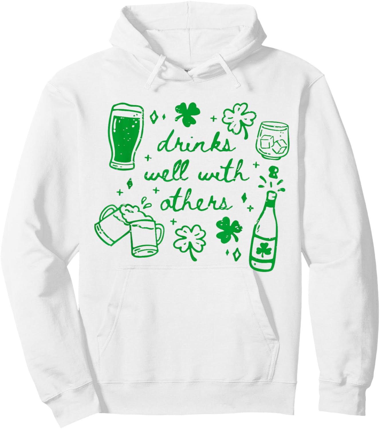 Funny St Patricks Day Drinks Well with Others Irish Drinking Hoodie - Hoodie | White