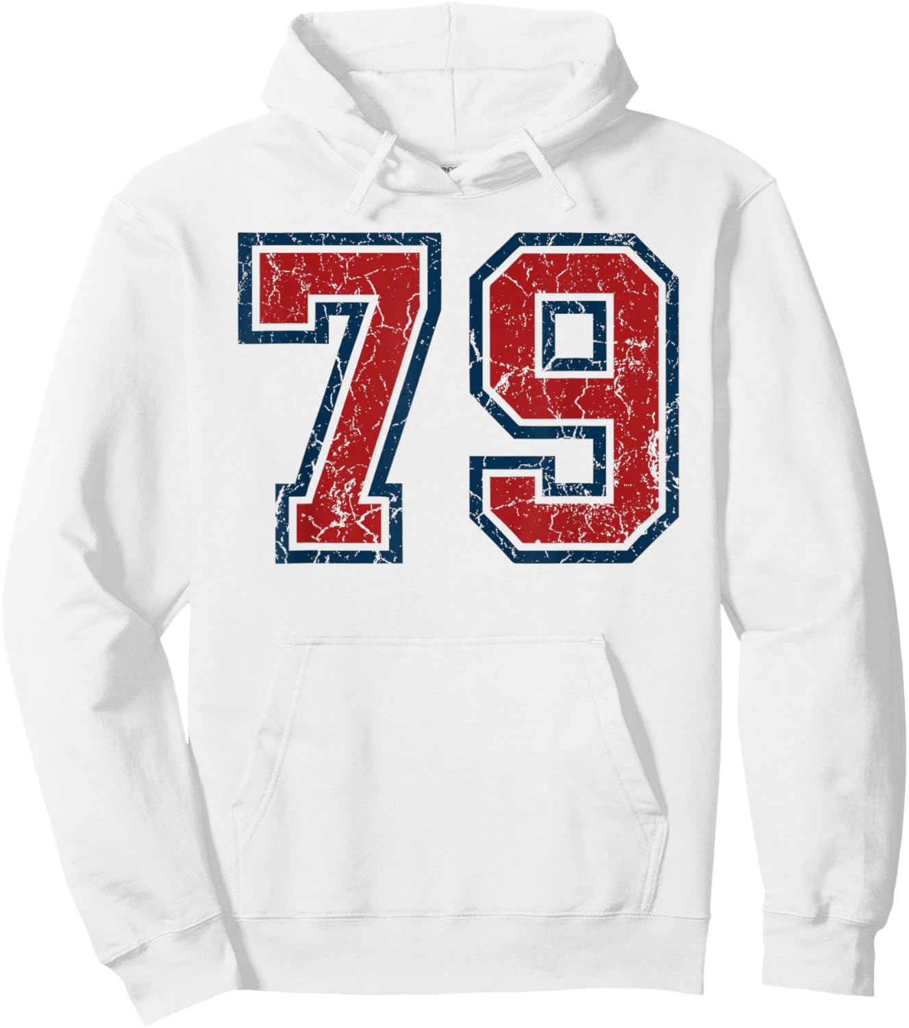 Red and Blue Sports Number 79 Jersey Uniform Player Fan Hoodie - Hoodie | White