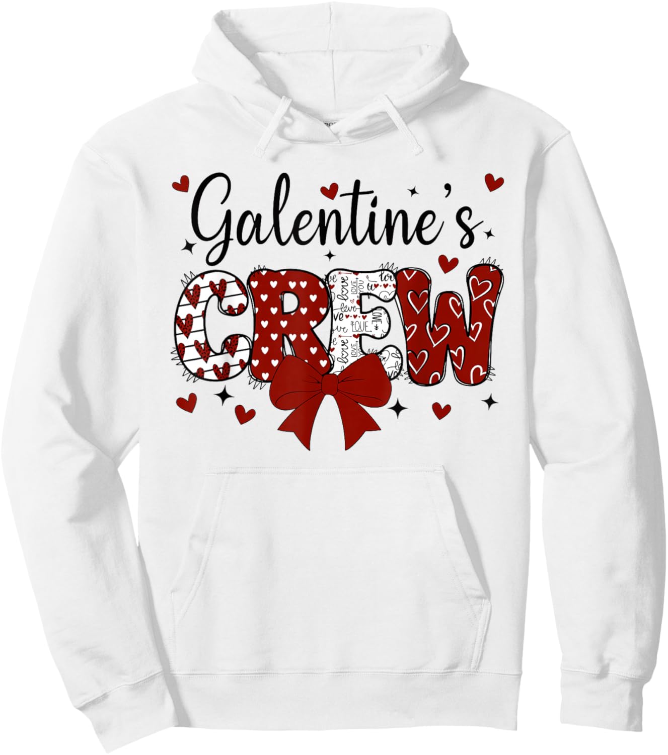 Happy Galentines Day Crew Cute Coquette Bow Galentine 2026 Hoodie - Hoodie | White
