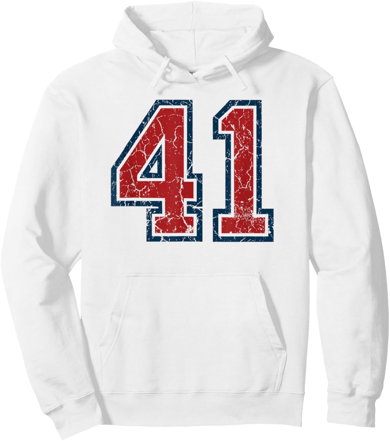 Red and Blue Sports Number 41 Jersey Uniform Player Fan Hoodie - Hoodie | White