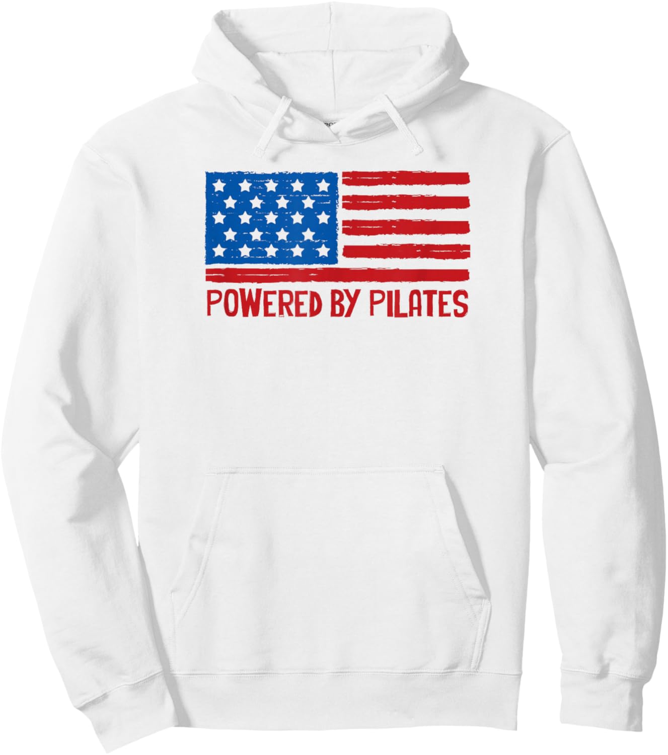 Patriotic American Powered by Pilates Flag 4th of July USA Hoodie - Hoodie | White