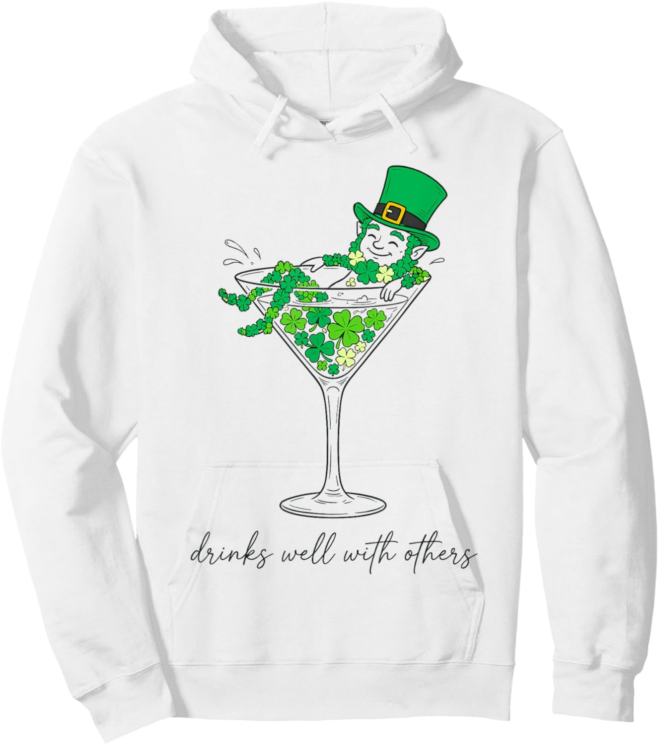 Leprechaun Cocktail Irish Party Funny St Patricks Day Women Hoodie - Hoodie | White