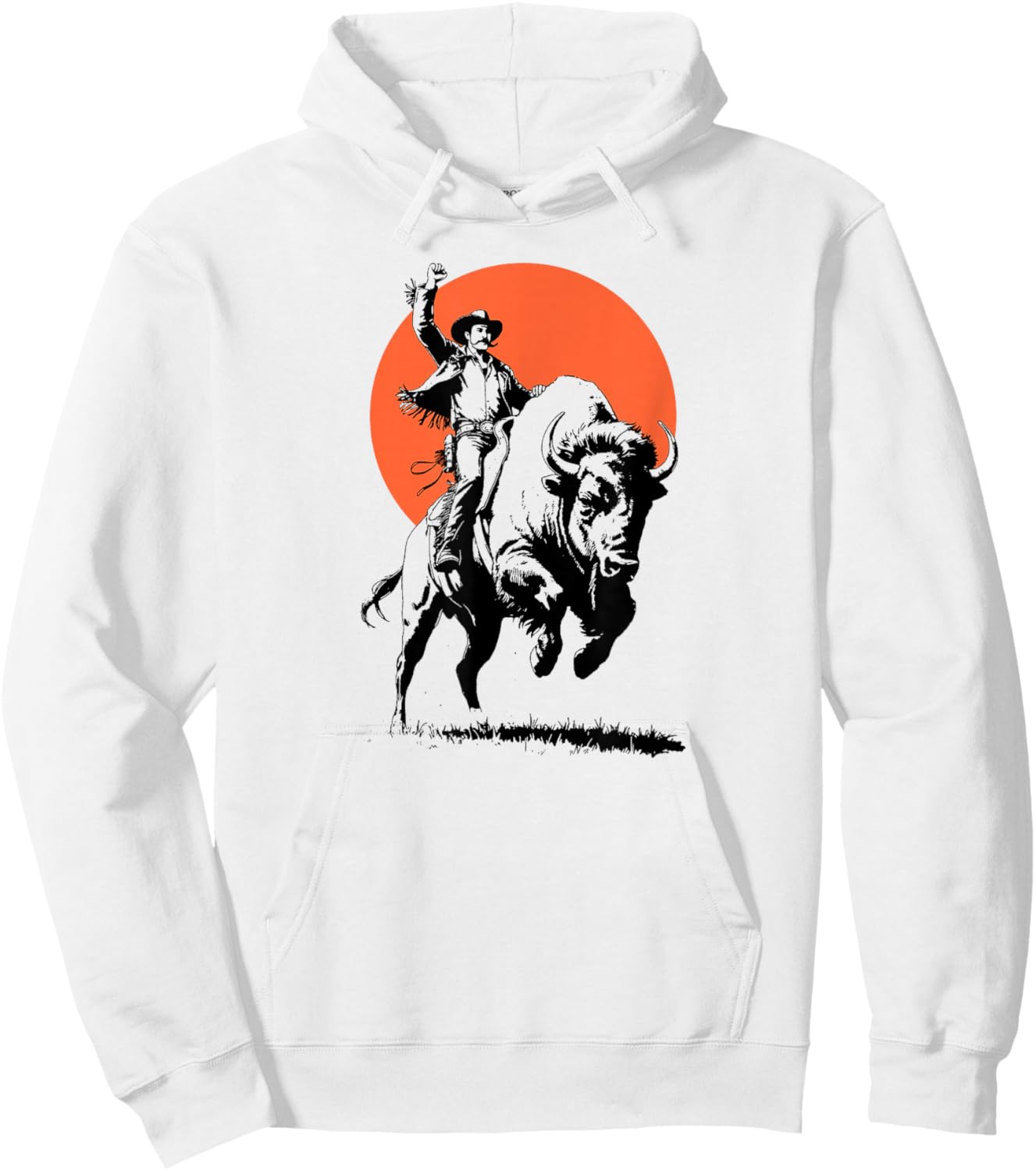 Bison Rider Cowboy Dude on an American Buffalo Hoodie - Hoodie | White