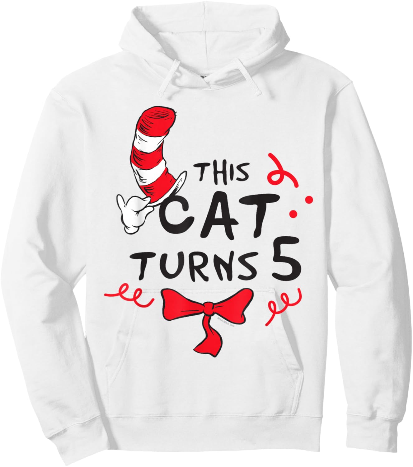 Dr. Seuss Cat in The Hat 5 Birthday Officially Licensed Hoodie - Hoodie | White