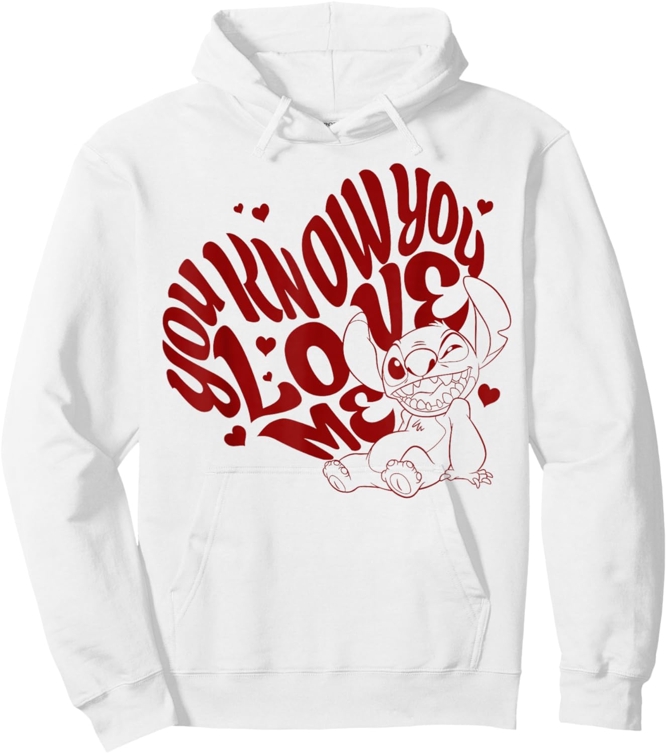 Disney Lilo & Stitch Valentine's You Know You Love Me Stitch Hoodie - Hoodie | White