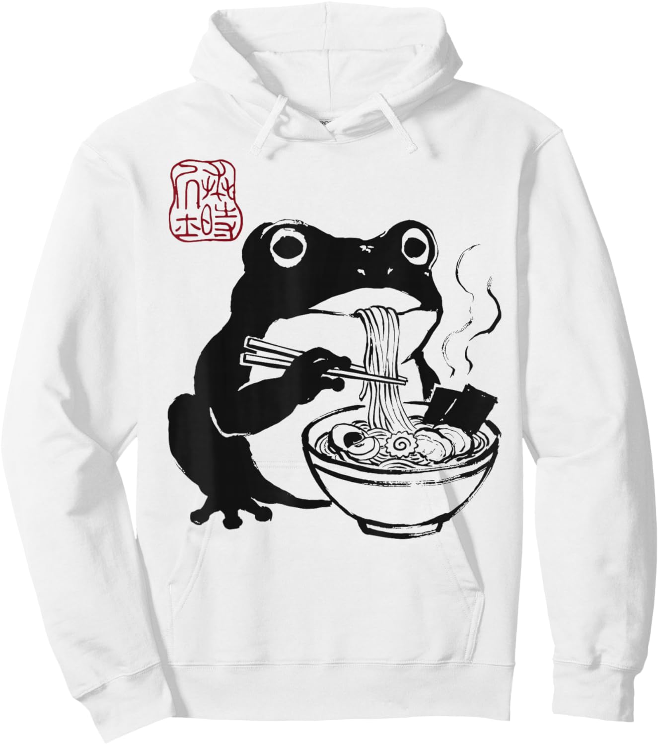 Grumpy Frog Funny Ramen Anime Japanese Hoodie - Hoodie | White