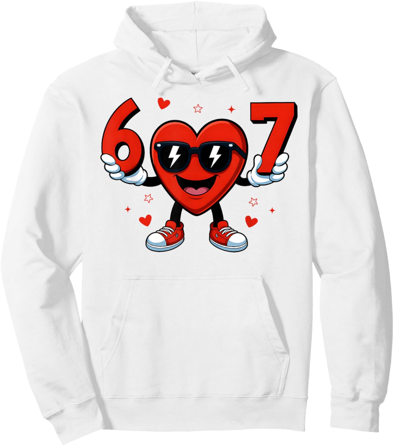 Funny Six Seven 6 7 Valentines Day Boys Girls Kids 67 Meme Hoodie - Hoodie | White