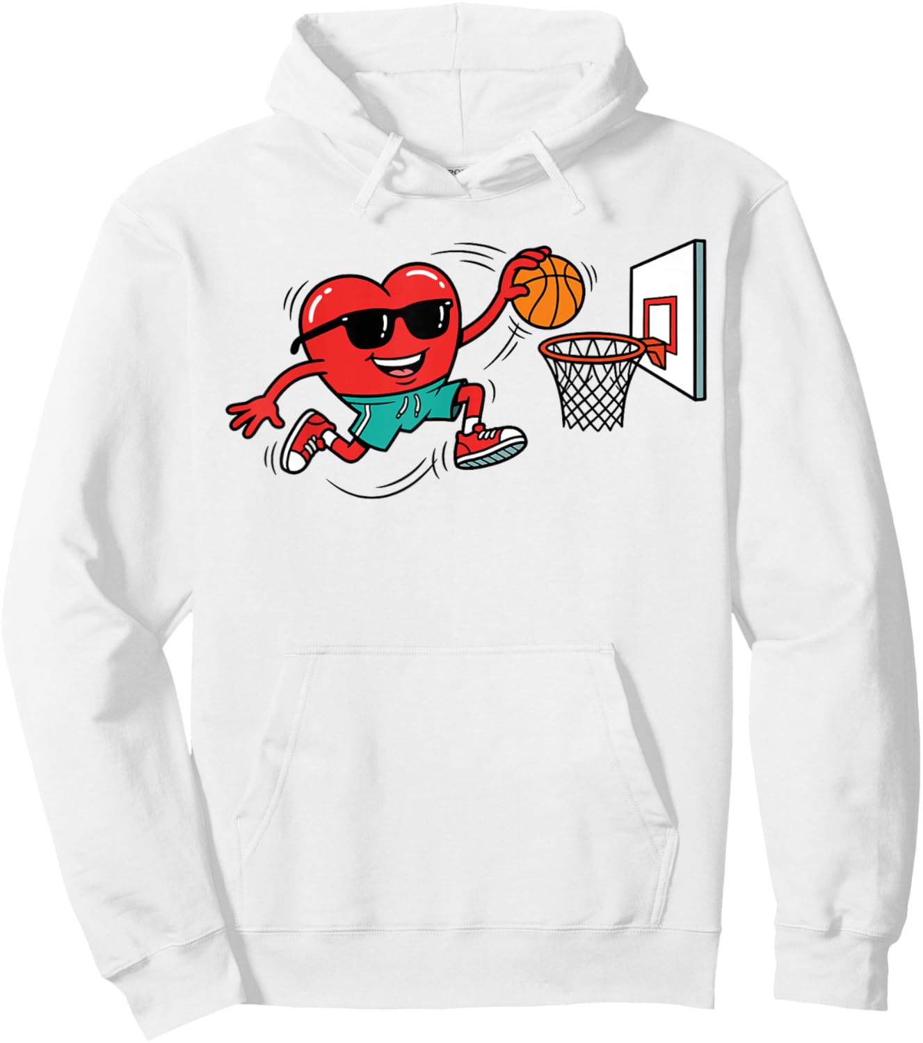 Heart Valentines Day Basketball Men Boys Kids Teens Hoodie - Hoodie | White