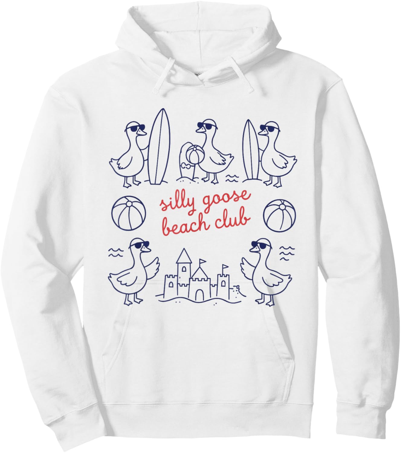Silly Goose Beach Club Summer Ocean Vacation Hoodie - Hoodie | White