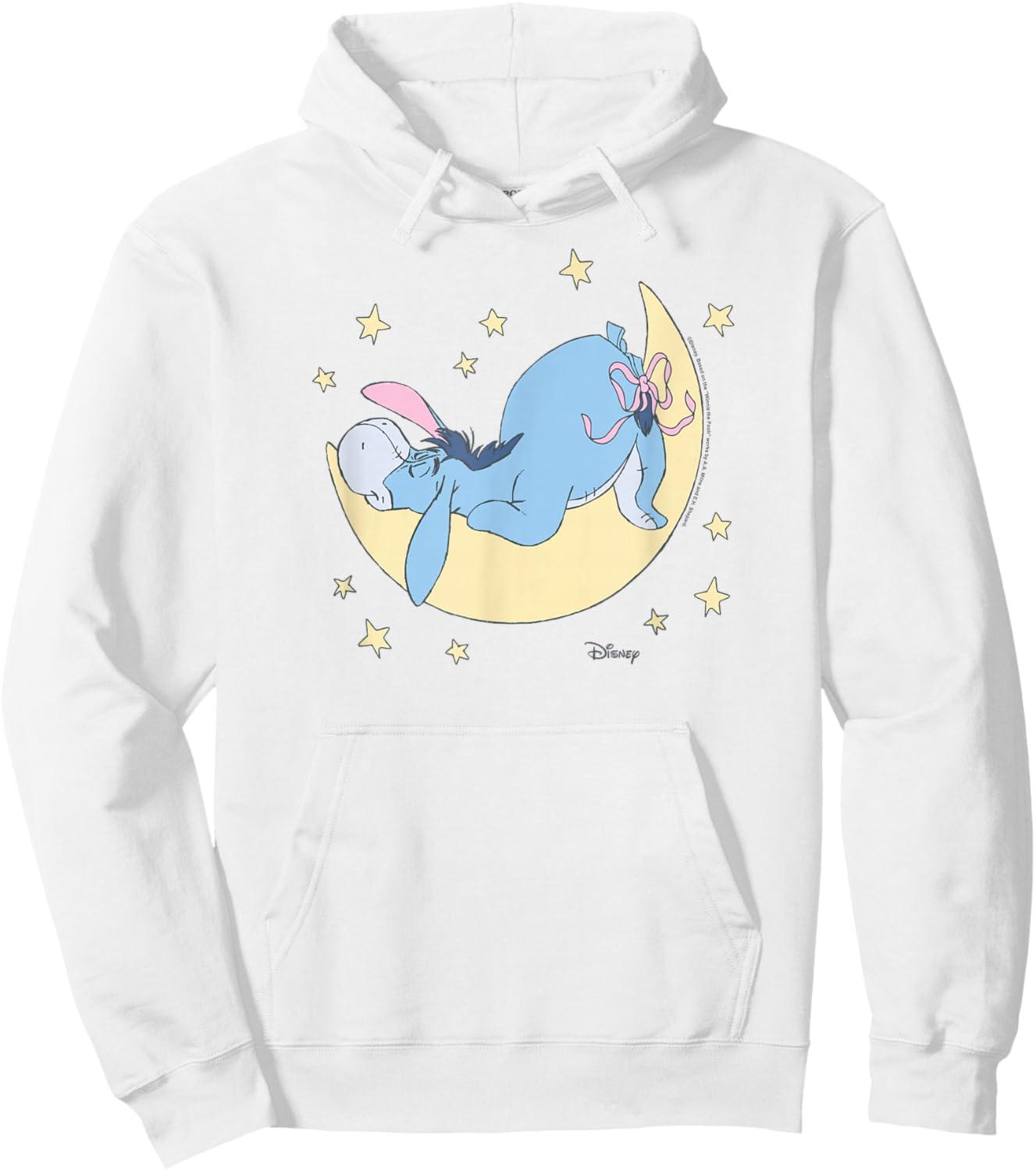 Winnie The Pooh - Eeyore Sleeping on The Moon Hoodie - Hoodie | White