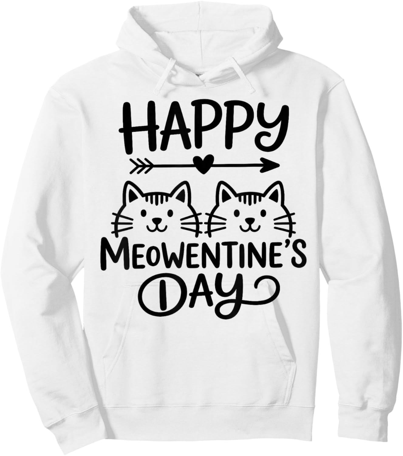 Happy Meowentine's Day Valentine Hoodie - Hoodie | White