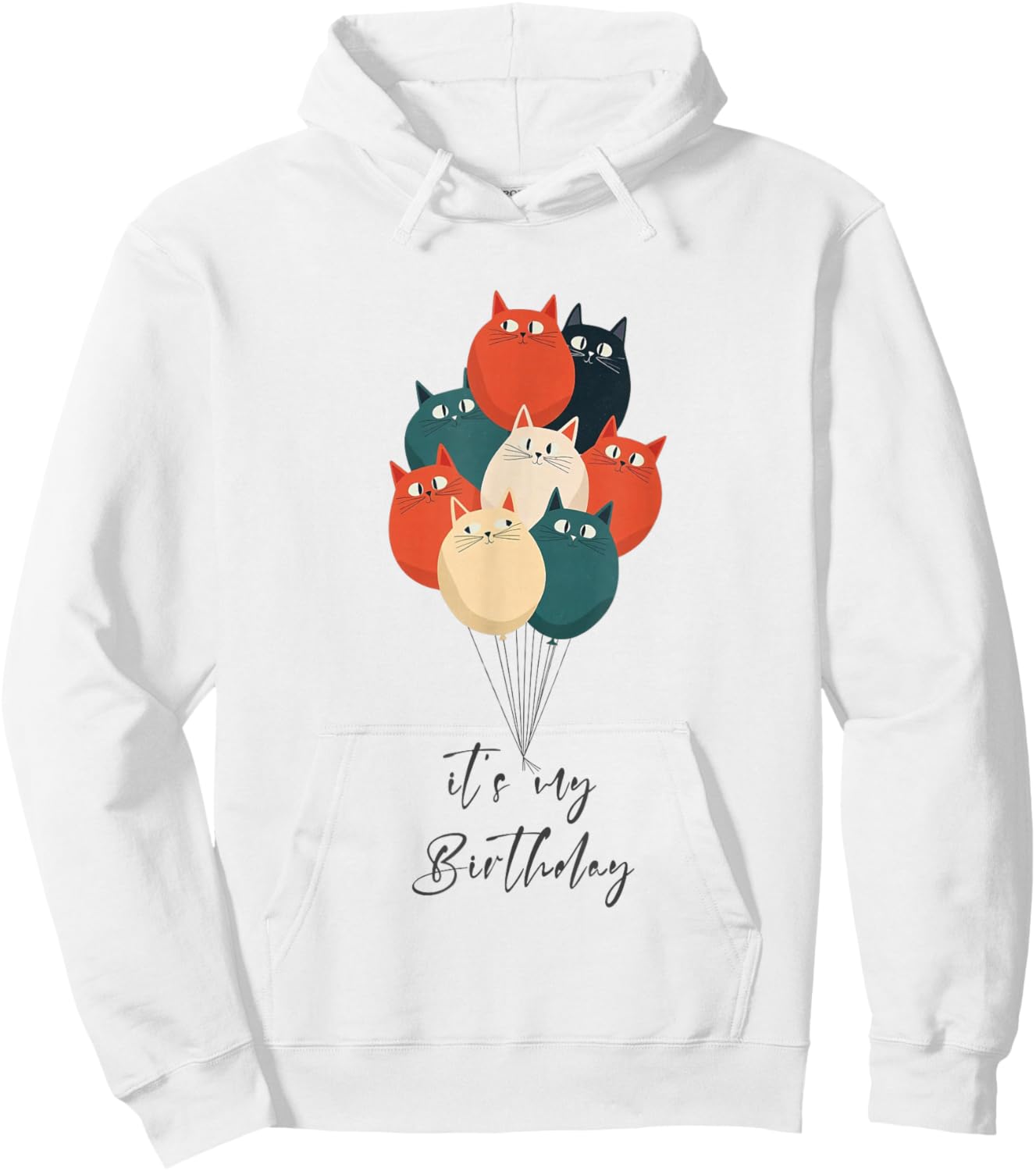 Funny It's My Birthday with Balloons Cats Hoodie - Hoodie | White