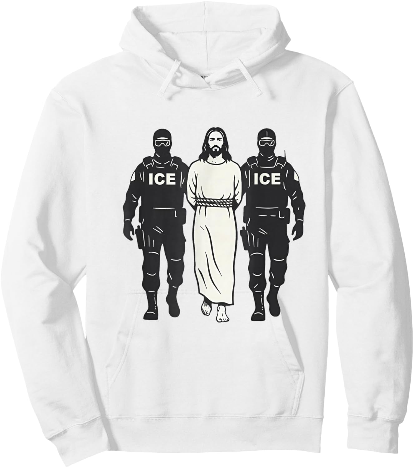 Anti ICE Jesus Arrested Parody Hoodie - Hoodie | White