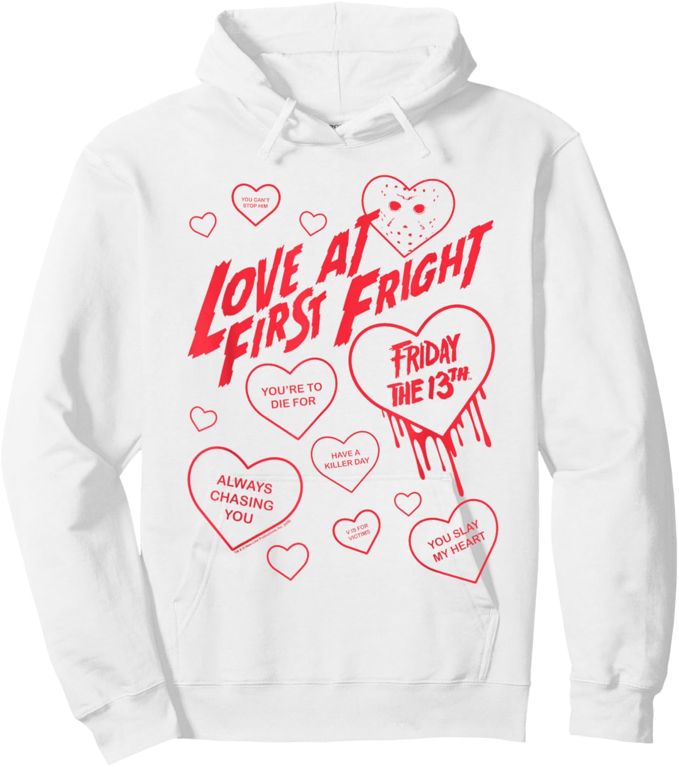 Friday The 13th Love at First Fright Valentine's Day Hearts Hoodie - Hoodie | White