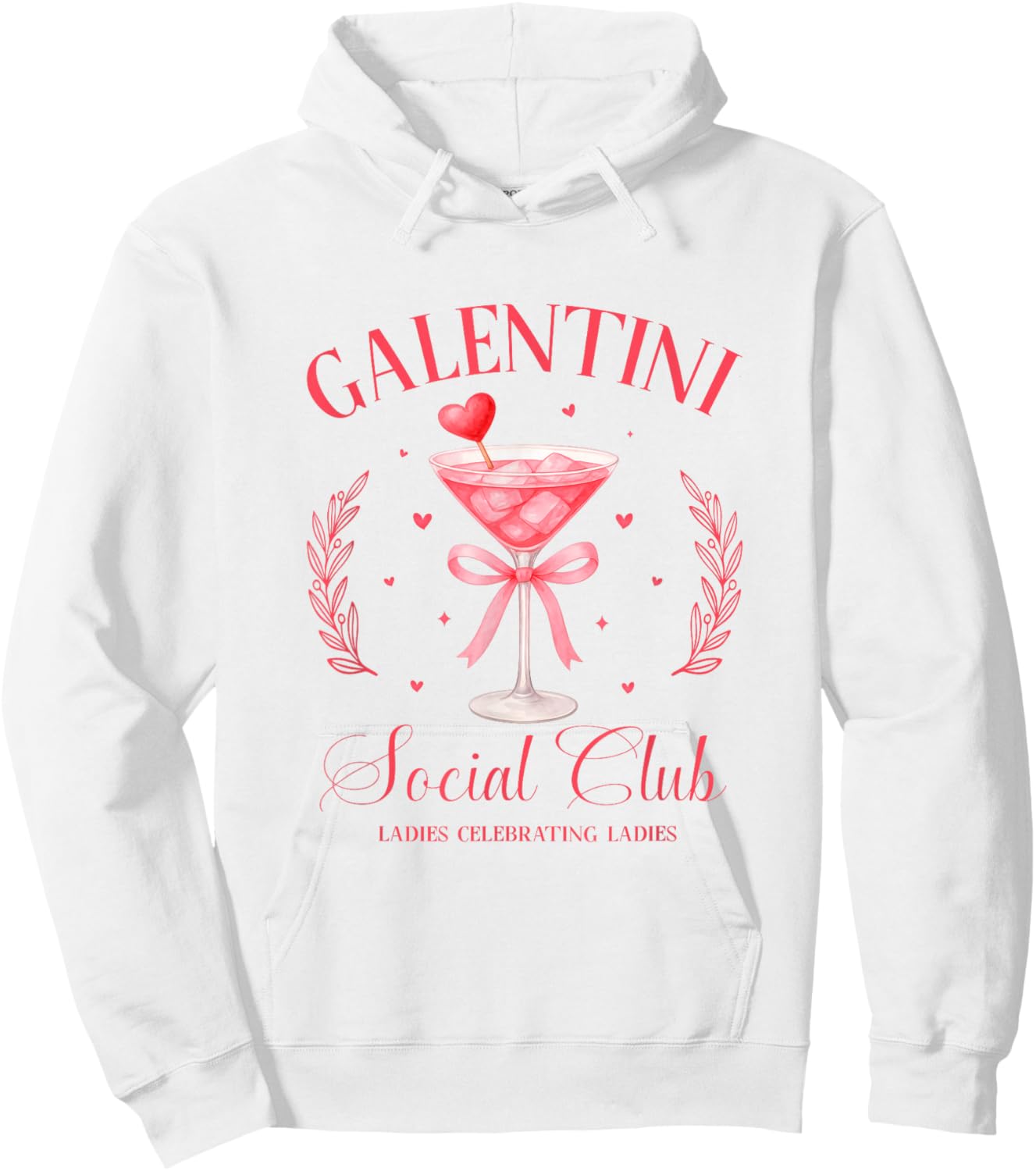 Funny Preppy Galentine’s Gift, Galentini Martini Social Club Hoodie - Hoodie | White
