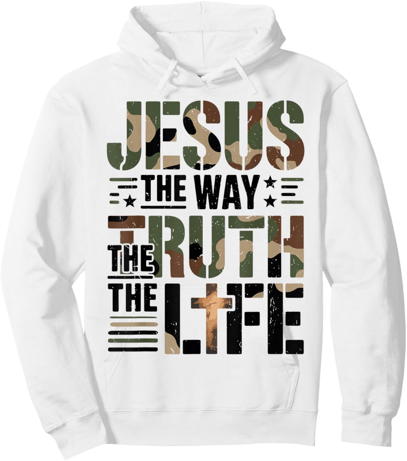 Christian Camouflage Jesus Way Truth Life Camo Bible Verse Hoodie - Hoodie | White