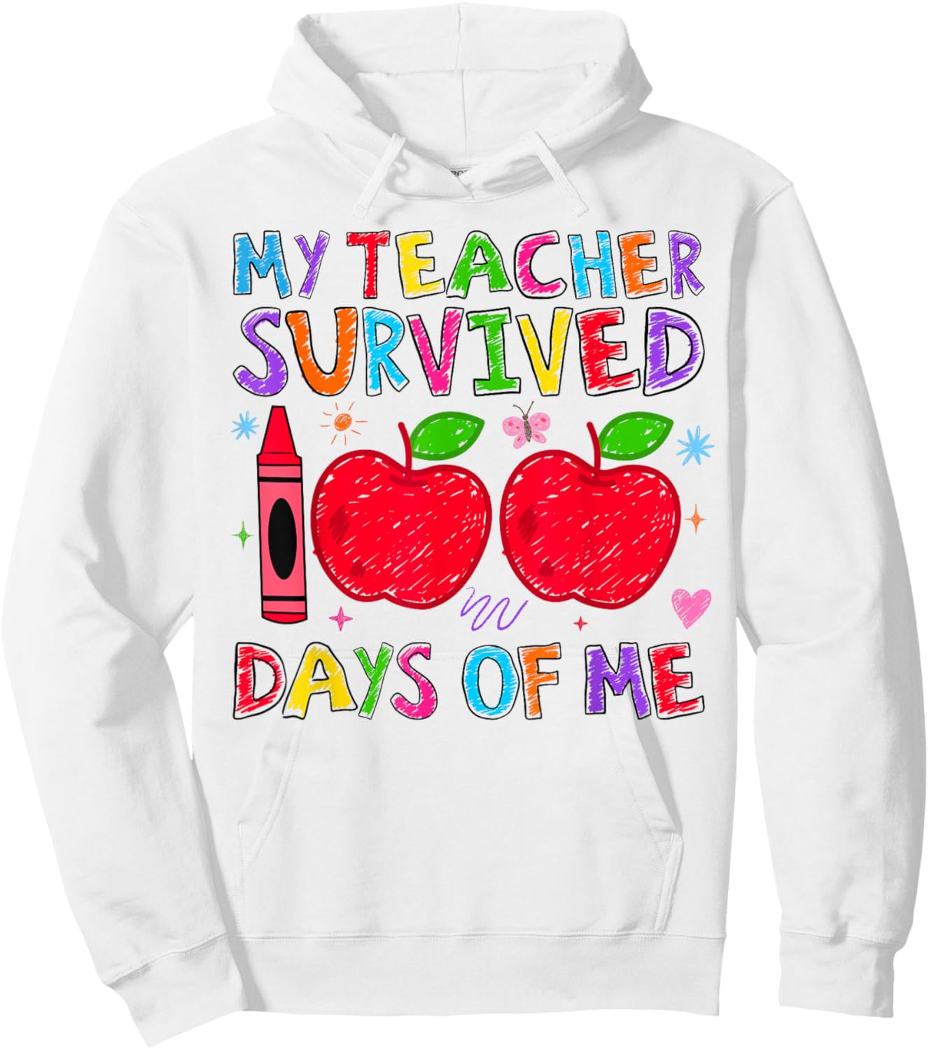 My Teacher Survived 100 Days of Me Retro Funny Students Kids Hoodie - Hoodie | White