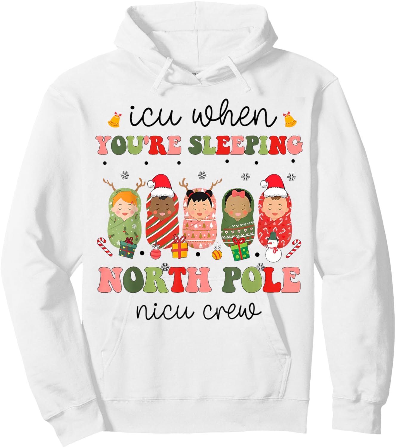 NICU Christmas Sleeping Babies NICU Nurse Winter Hoodie - Hoodie | White