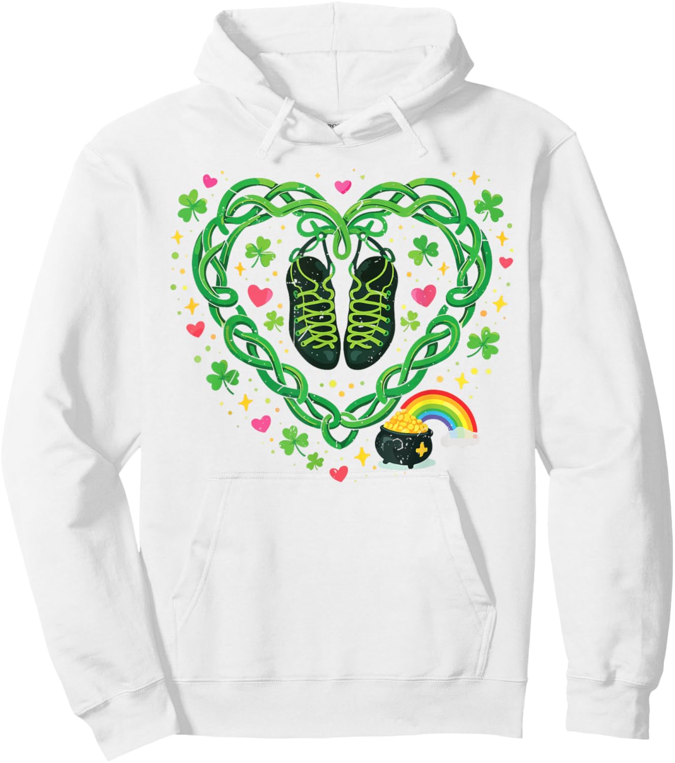 Toddler Girl St Patricks Day Irish Dance Celtic Knot Heart Hoodie - Hoodie | White