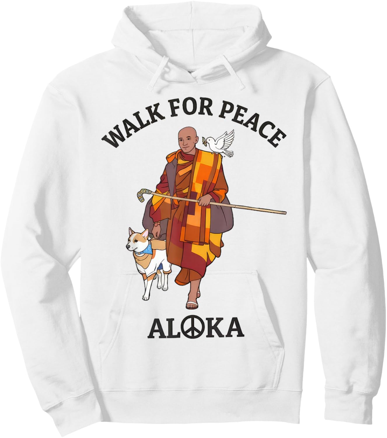 Walk for Peace Buddhist Monks Inspirational Journey Hoodie - Hoodie | White