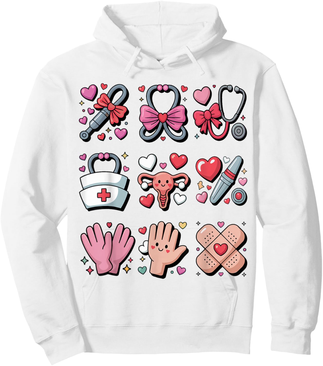 OBGYN Nurse Valentines Day Obstetrics Gynecologist L&D Heart Hoodie - Hoodie | White