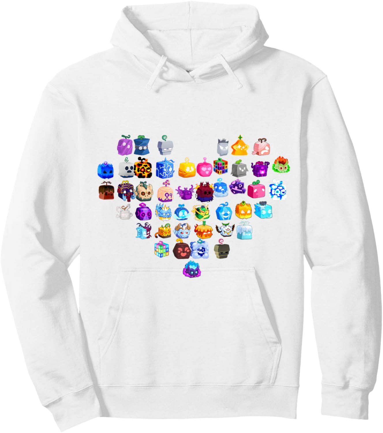 All Blox Fruits Heart Shaped Hoodie - Hoodie | White