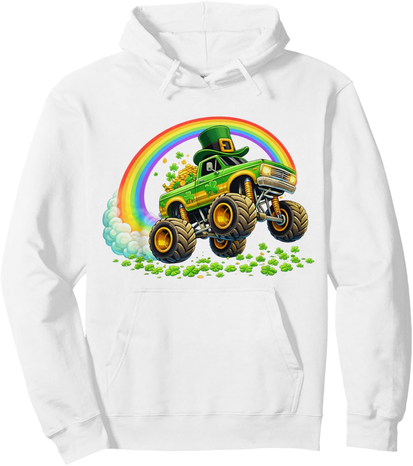 St Patricks Day Truck for Boys Teens Youth Kids Toddler Hoodie - Hoodie | White