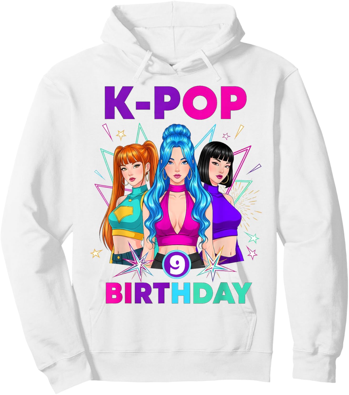 9 Years Old Birthday K Pop Kids 9th Birthday Girls K-pop Hoodie - Hoodie | White