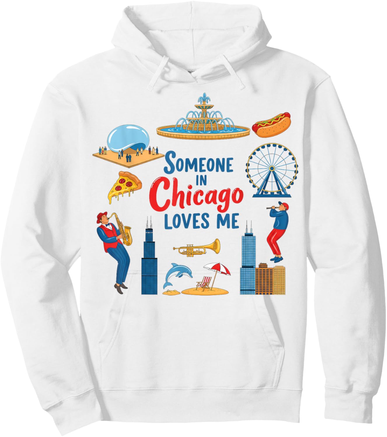 Someone in Chicago Loves Me IL Skyline Traveling Lover Baby Hoodie - Hoodie | White