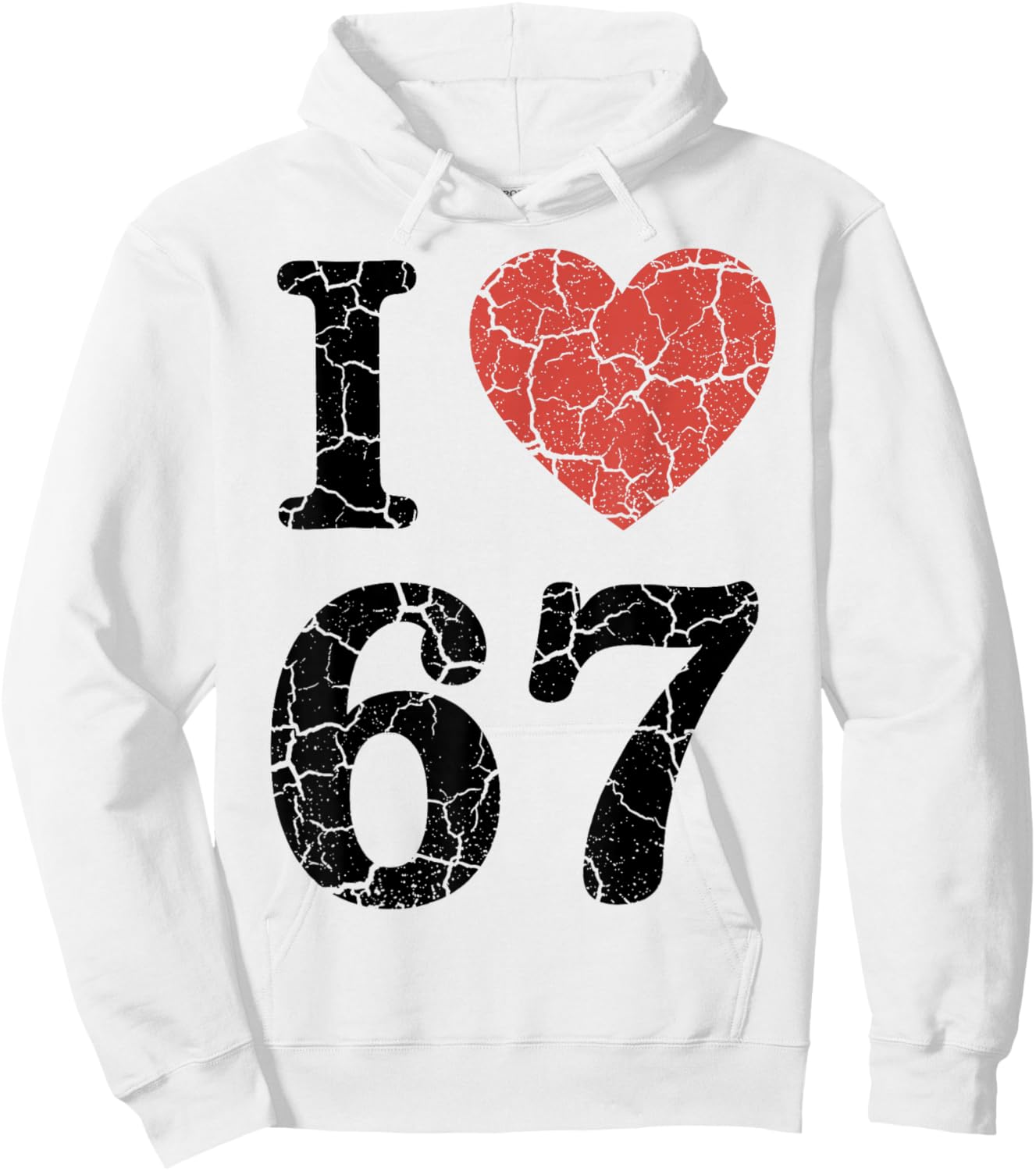 Retro I Love 67 Heart Number 67 Funny Meme Six Seven 6 7 Hoodie - Hoodie | White