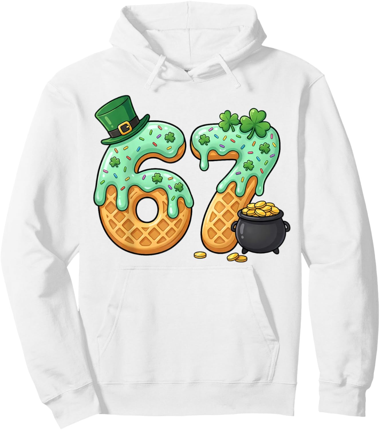 St Patrick’s Day Clover 6 7 Viral Meme Funny Hoodie - Hoodie | White