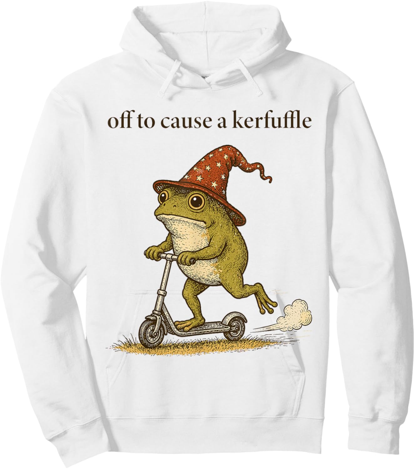 Funny Frog Humor Saying Off to Cause a Kerfuffle Hoodie - Hoodie | White