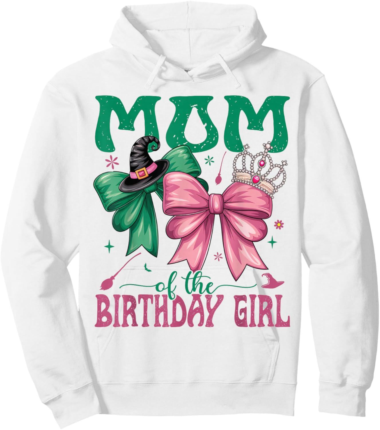 Mom of The Birthday Girl Matching Witch Family Bday Part Hoodie - Hoodie | White
