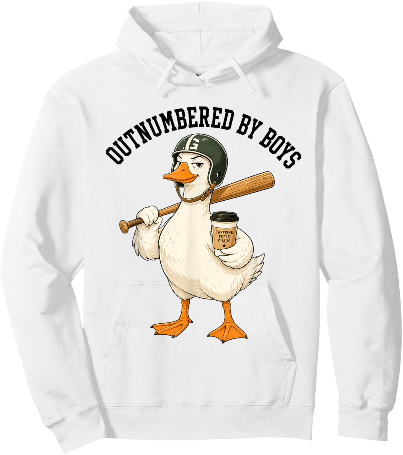 Funny Boy Goose Mothers Day Outnumbered By Boys Baseball Hoodie - Hoodie | White