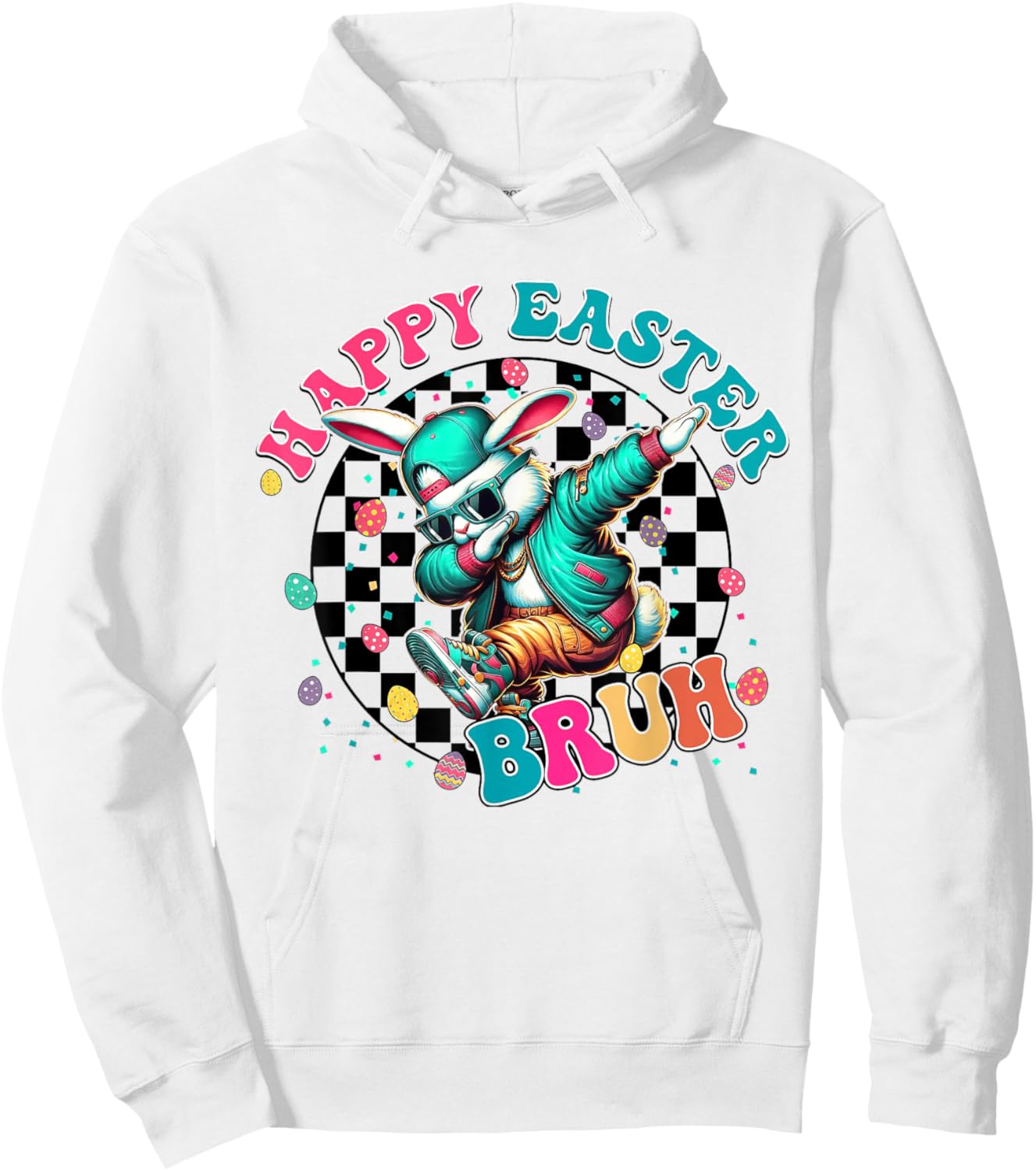 Happy Easter Bruh Dabbing Bunny Egg Hunt Kids Boys Hoodie - Hoodie | White