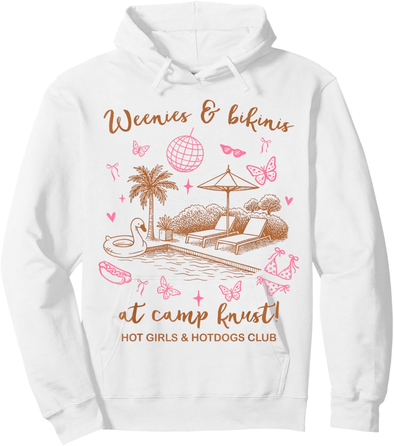 Bride to Be Bachelorette Weenies & Bikinis at Camp Krust Hoodie - Hoodie | White