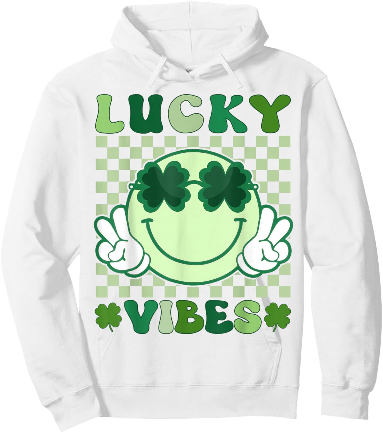 Groovy St Patricks Day Shirts Men Kids Lucky Vibes Hoodie - Hoodie | White
