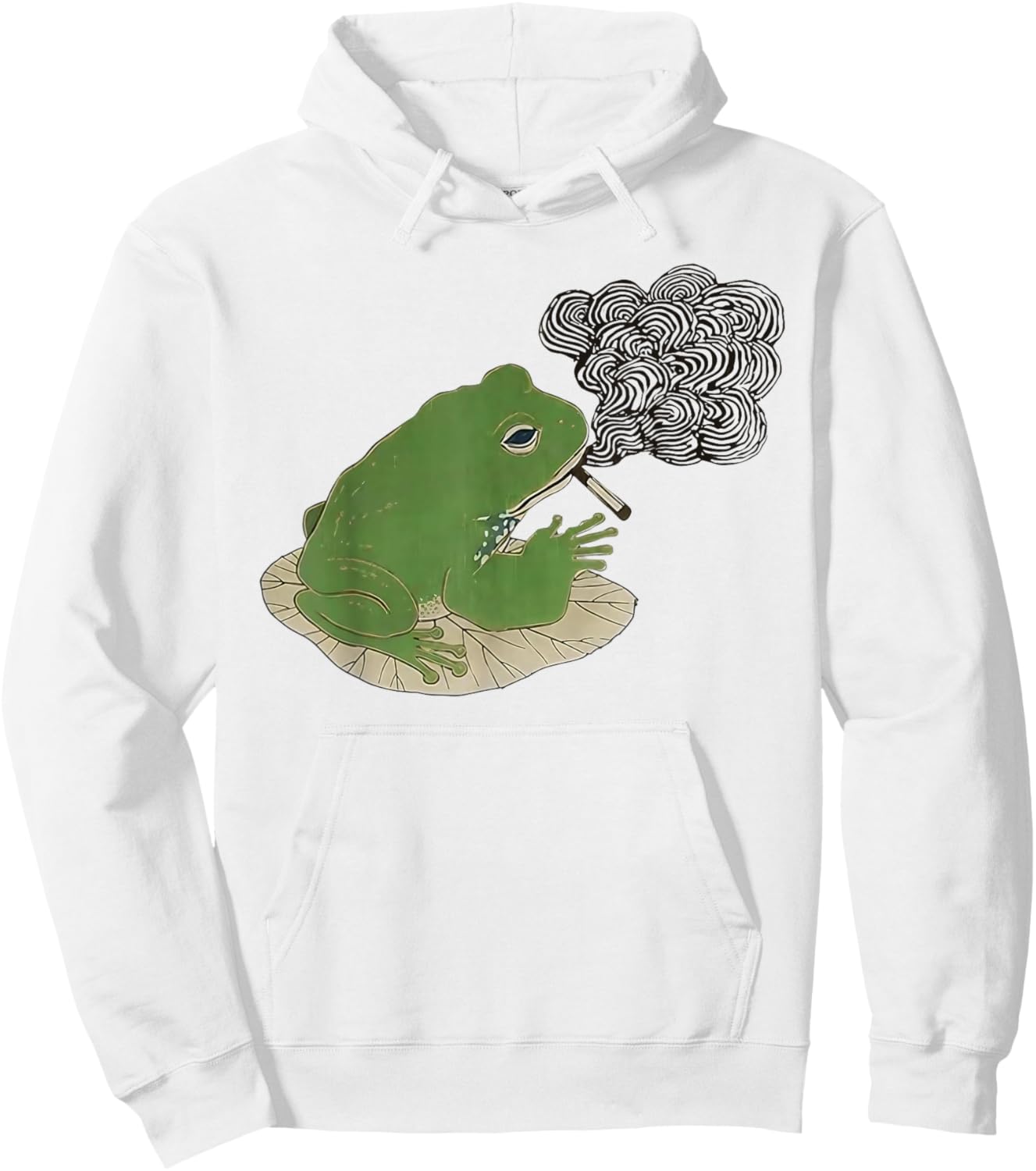 Tired Japanese Frog Funny Smoking Frog Meme Cigarette Gen Z Hoodie - Hoodie | White