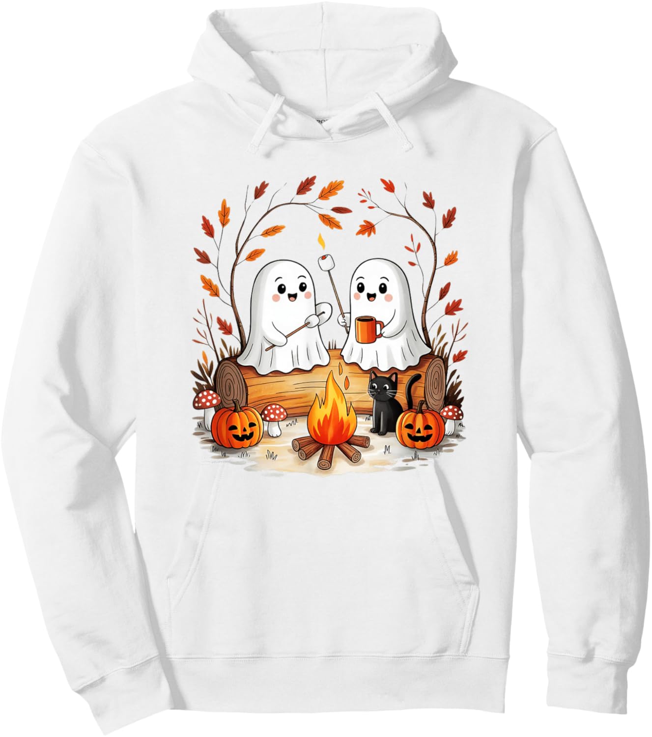 Retro Cute Ghost Funny Halloween Fall Camping Boo Ghosts Hoodie - Hoodie | White