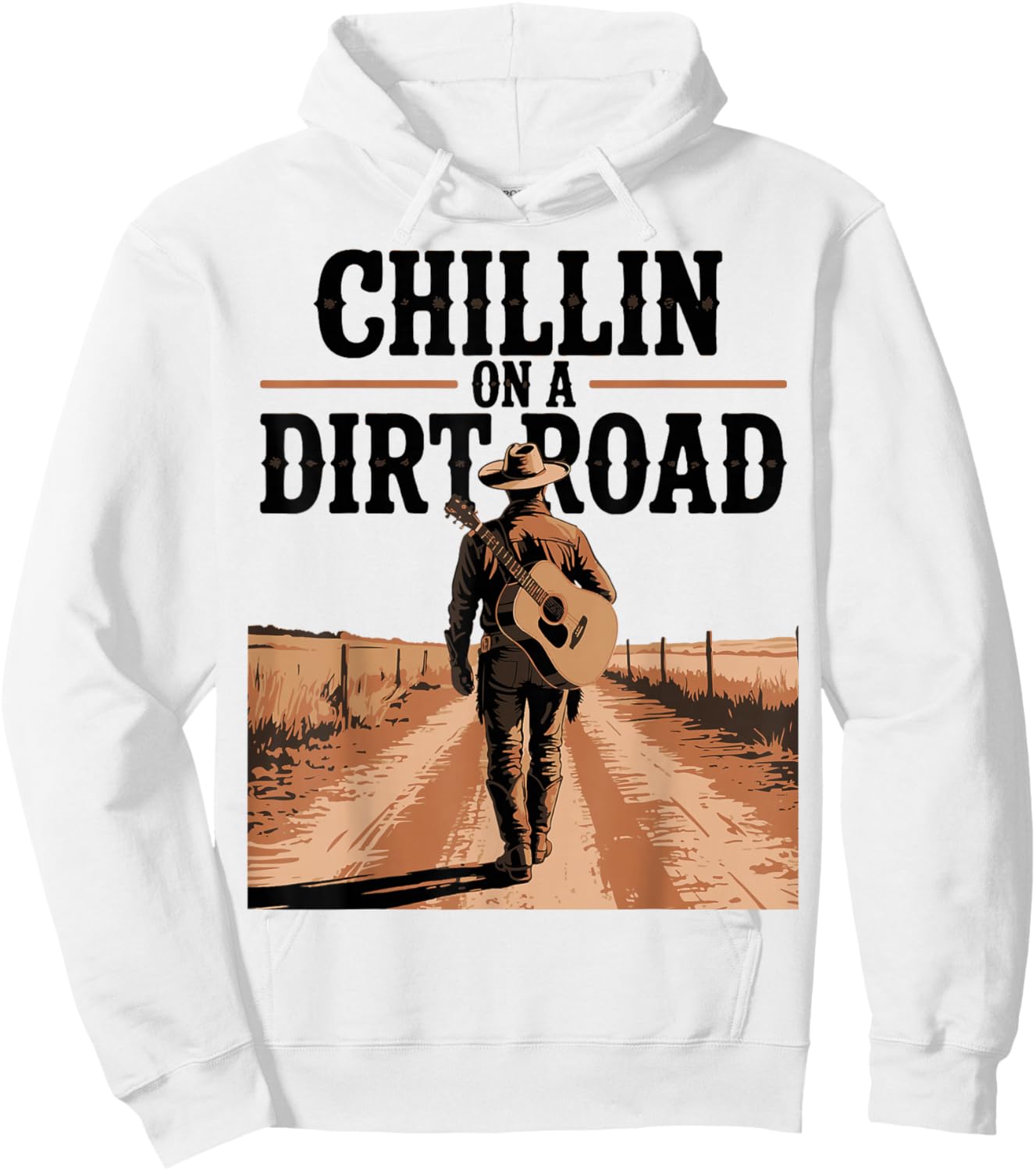 Chillin On A Dirt Road Folk Style Western Country Music Hoodie - Hoodie | White