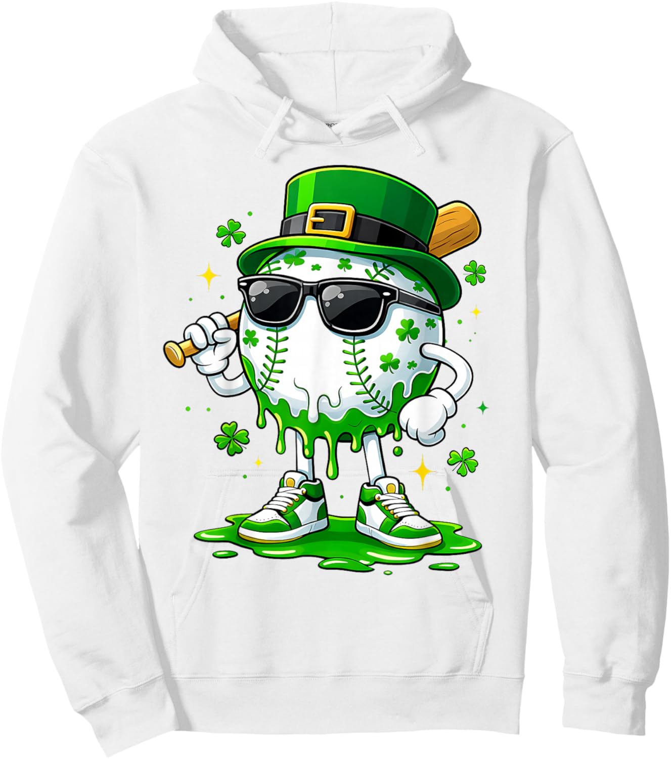 Baseball Drip Ice Cream Boys Youth Kids St Patricks Day Hoodie - Hoodie | White