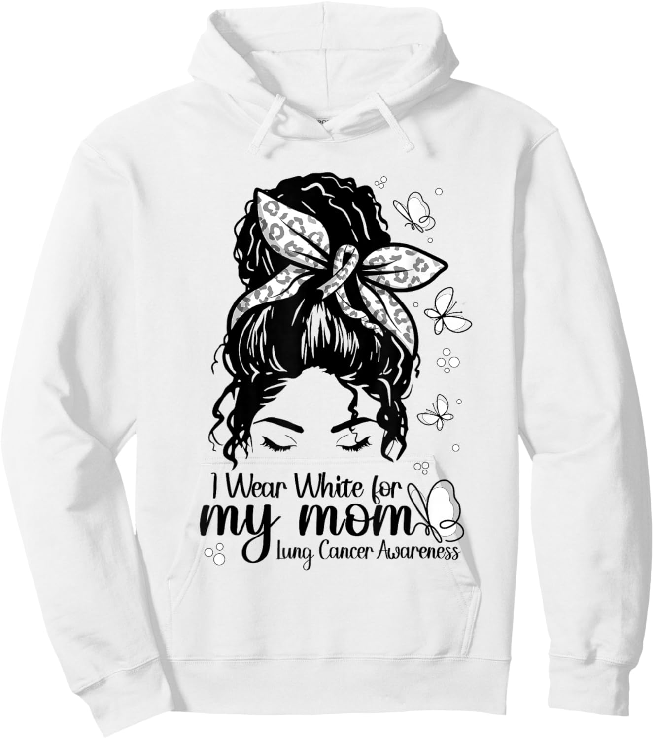 Women Wear White for Mom Support Lung Cancer Awareness Month Hoodie - Hoodie | White