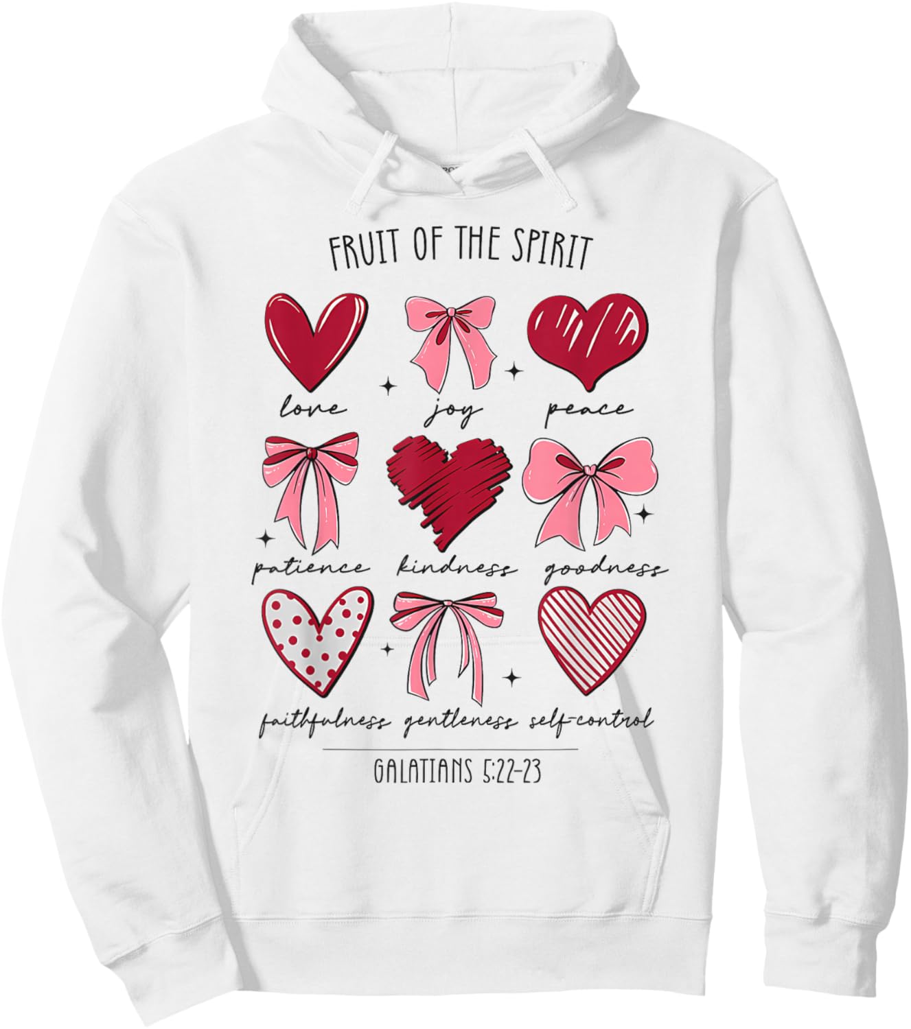 Fruit of The Spirit Christian Hearts Galatians 5:22-23 Hoodie - Hoodie | White