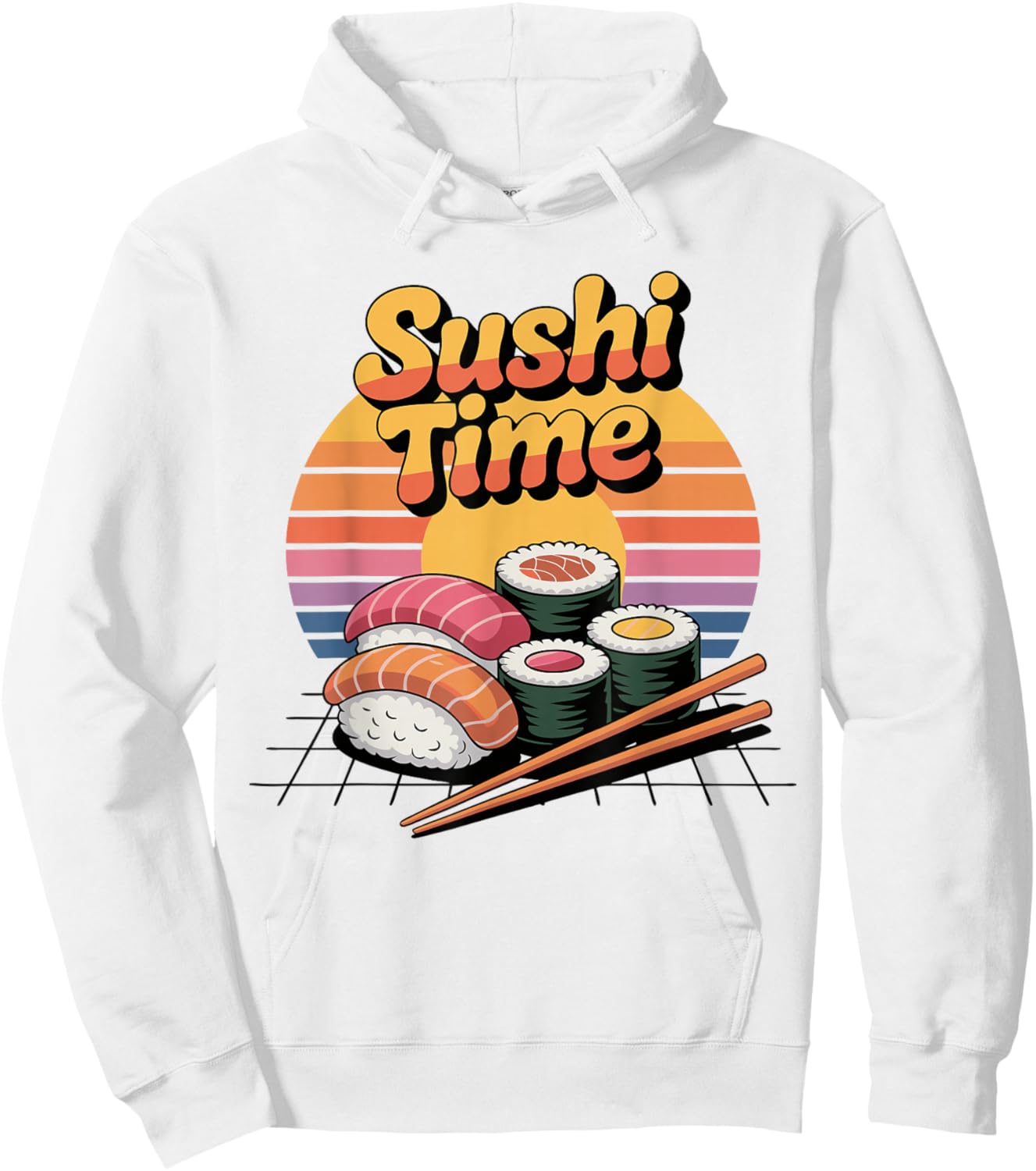 Sushi Time Cool Japanese Food Retro Sushi Hoodie - Hoodie | White