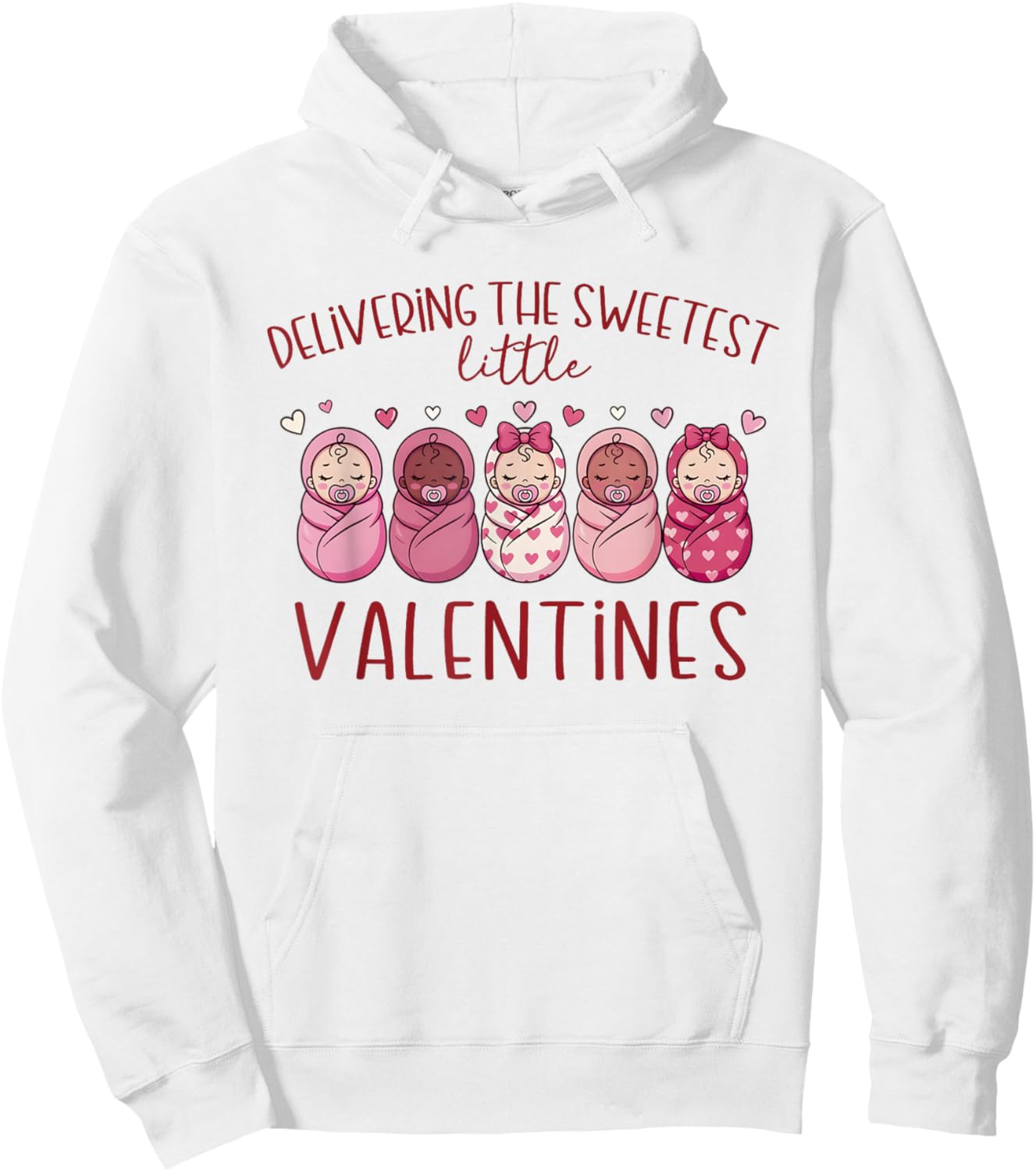 Women Labor and Delivery Nurse Valentine's Day L & D Hoodie - Hoodie | White