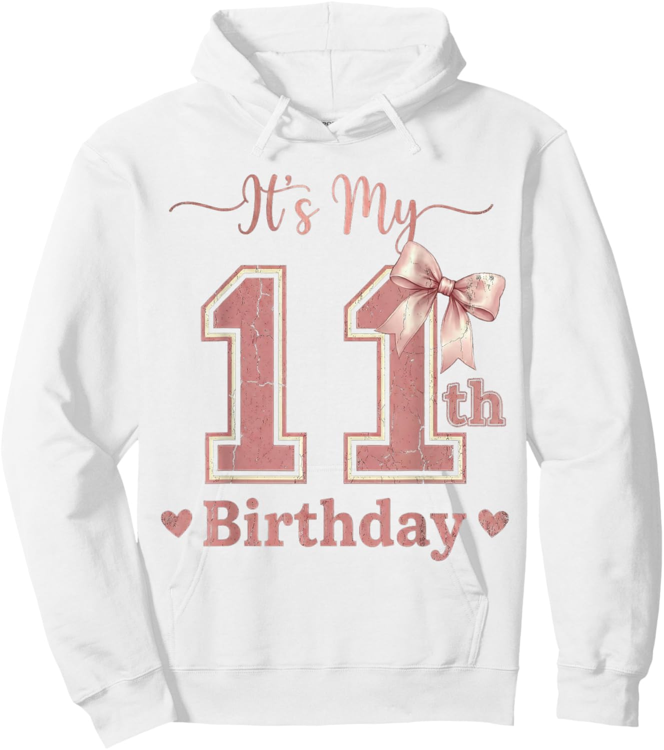 It's My 11th Birthday Girl Coquette Bow Pink 11 Year Old Hoodie - Hoodie | White