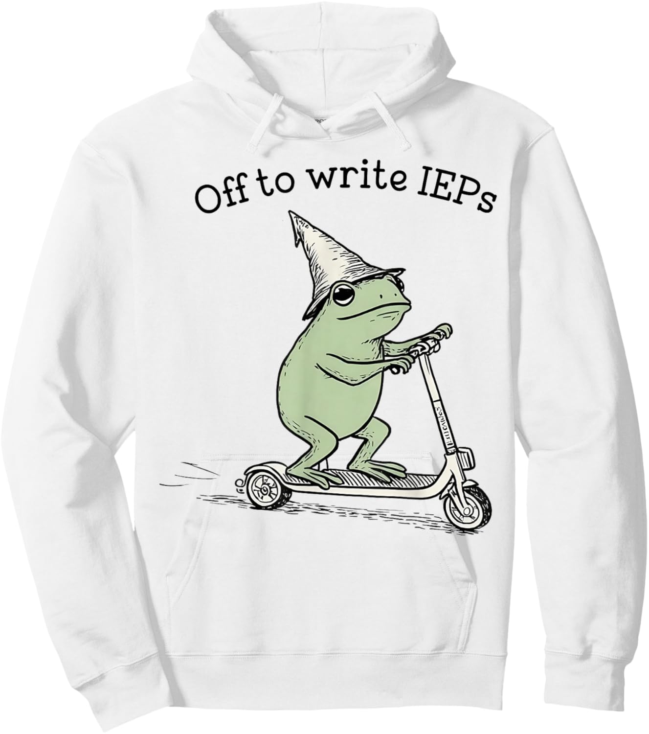 Off to Write IEPs - School Psychologist IEP Frog Scooter Hoodie - Hoodie | White
