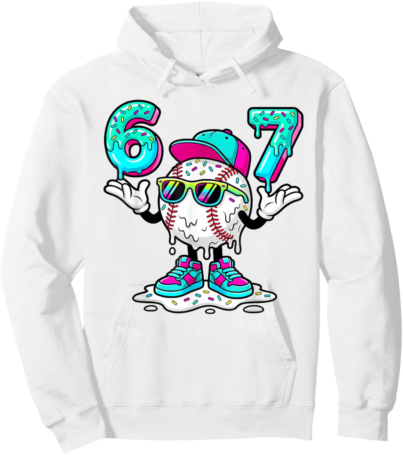 67 Baseball Drip Ice Cream 67 Baseball Men Boy Kids Hoodie - Hoodie | White