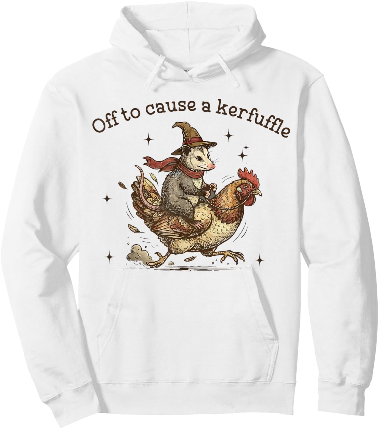 Off to Cause A Kerfuffle Funny Weird Possum with Chicken Hoodie - Hoodie | White