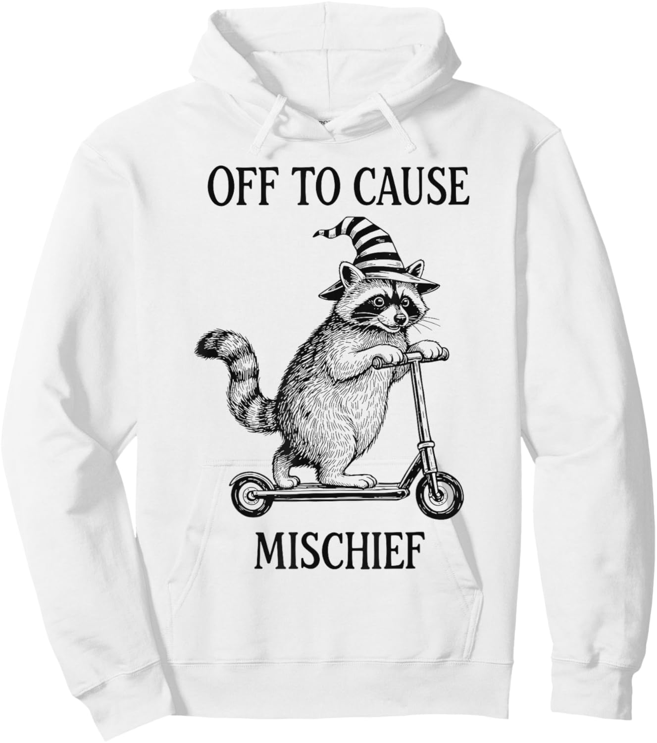 Off to Cause Mischief Funny Raccoon Hoodie - Hoodie | White